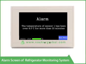 Alarm Screen of Refrigerator Monitoring System VackerGlobal